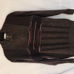 Bachrach Dark Gray and Black Zip-Up Sweater Size M